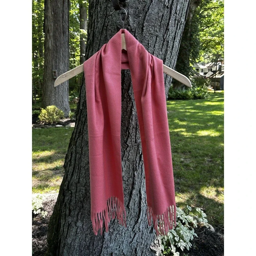 Christian Dior Monsieur Scarf Cashmaire Acrylic Fringe SOFT Salmon Preppy Classy